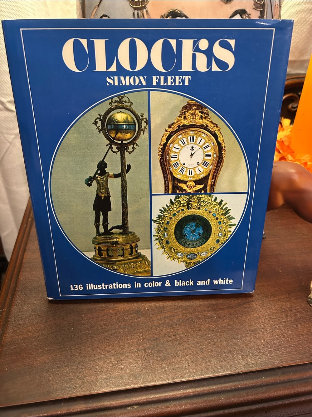 'Clocks' Wall Art Book Cover in Blue by Simon Fleet, antique clocks